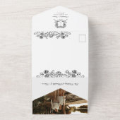 Elegante  Crest Line Art Boho QR Code Foto All In One Uitnodiging (Buitenkant)