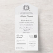 Elegante  Crest Line Art Boho QR Code Foto All In One Uitnodiging (Binnen)