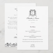 Elegante Crest Line Art Dank u bruiloft Menu (Voorkant / Achterkant)