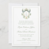 Elegante Crest met saliegroene strik | Monogram tr Kaart (Voorkant)