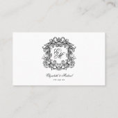 Elegante  Crest Monogram Bruiloftsflat Plaatskaartje (Achterkant)