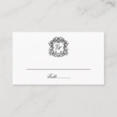 Elegante  Crest Monogram Bruiloftsflat Plaatskaartje (Voorkant)