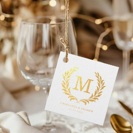 Elegante Crest Monogram Huwelijk Bedankjes Labels