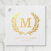 Elegante Crest Monogram Huwelijk Bedankjes Labels (Voorkant)