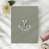Elegante Crest Monogram Sage Green Wedding Kaart