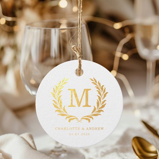 Elegante Crest Monogram Trouwdag Bedankjes Labels