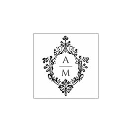 Elegante  Crest Wedding Monogram 2 Initialen Rubberstempel