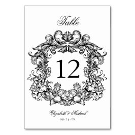 Elegante  Crest Zwart Wit Huwelijk Kaart