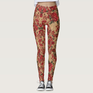 Elegante Crimson Bloemen | door Asarteon Leggings
