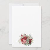 Elegante Crimson Red Florals Gold Lijst bruiloft Kaart (Achterkant)