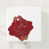 Elegante Crimson Red & Gold Curls bruiloft Dank u Bedankjes Labels (In situ)