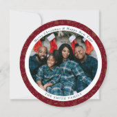 Elegante Crimson Red kerstgroeten met foto Feestdagenkaart (Voorkant)