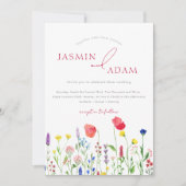 Elegante Crimson Red Wildflowers Wedding Kaart (Voorkant)