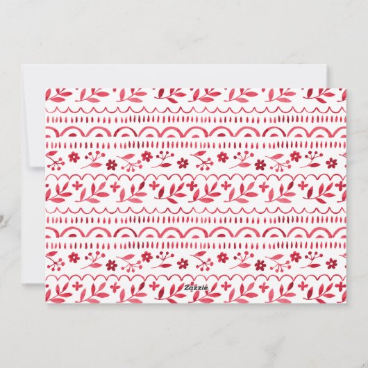 Elegante Crimson Rode Waterverf Kerstfoto Feestdagenkaart (Achterkant)