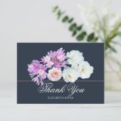 Elegante Crocus & Roos Bruiloftsfeest Bedankkaart (Staand voorkant)