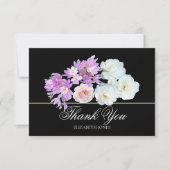 Elegante Crocus & Roos Bruiloftsfeest Bedankkaart (Voorkant)