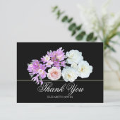 Elegante Crocus & Roos Bruiloftsfeest Bedankkaart (Staand voorkant)