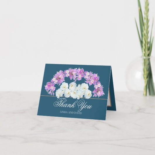 Elegante Crocus-slinger & Witte Rozen Dank je wel Bedankkaart (Voorkant)