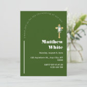 Elegante Cross Baptism uitnodiging | Modern minima (Staand voorkant)