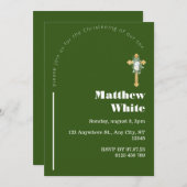 Elegante Cross Baptism uitnodiging | Modern minima (Voorkant / Achterkant)