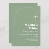 Elegante Cross Baptism uitnodiging | Modern minima (Voorkant / Achterkant)