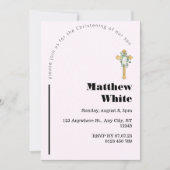 Elegante Cross Baptism uitnodiging | Modern minima (Voorkant)