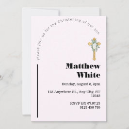 Elegante Cross Baptism uitnodiging | Modern minima