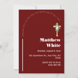 Elegante Cross Baptism uitnodiging | Modern minima