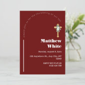 Elegante Cross Baptism uitnodiging | Modern minima (Staand voorkant)