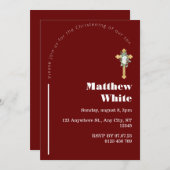 Elegante Cross Baptism uitnodiging | Modern minima (Voorkant / Achterkant)