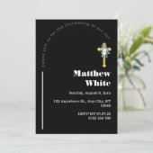 Elegante Cross Baptism uitnodiging | Modern minima (Staand voorkant)