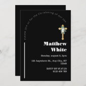 Elegante Cross Baptism uitnodiging | Modern minima (Voorkant / Achterkant)