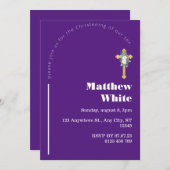 Elegante Cross Baptism uitnodiging | Modern minima (Voorkant / Achterkant)