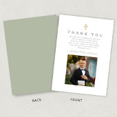 Elegante Cross Boy Eerste Communie Bedankkaart