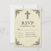 Elegante Cross Christelijke bruiloft RSVP Kaartje (Voorkant)