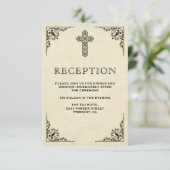 Elegante  Cross Christelijke huwelijksreceptie Informatiekaartje (Staand voorkant)