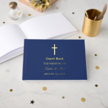 Elegante Cross Echte Folie Navy Blue Wedding