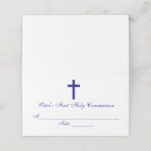 Elegante Cross Eerste Communie Custom Place Card Plaatskaartje (Buitenkant ongevouwen)