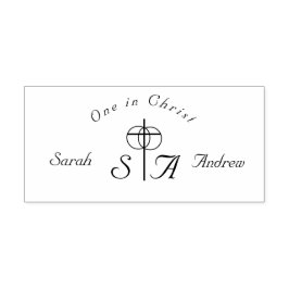 Elegante Cross & Rings bruiloft monogram Zelfinktende Stempel