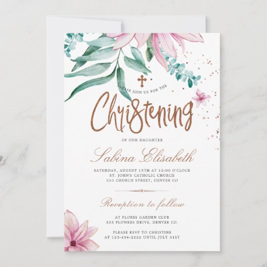 Elegante cross waterverf bloemendoop kaart (Voorkant)