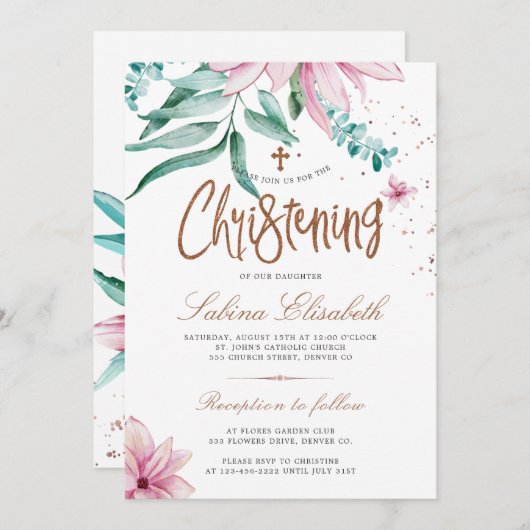 Elegante cross waterverf bloemendoop kaart (Voorkant / Achterkant)