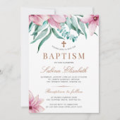 Elegante cross waterverf bloemendoopuitnodiging kaart (Voorkant)