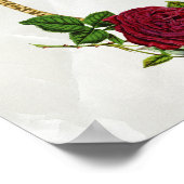 Elegante Cruz Dorada Rosas Rojas Niñas Bautismo Poster (Hoek)