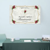 Elegante Cruz Dorada Rosas Rojas Niñas Bautismo Spandoek (Beurs)