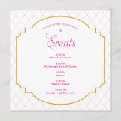 Elegante Crystal Pink Gold Patroon Party Programmakaart (Voorkant)