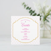 Elegante Crystal Pink Gold Patroon Party Programmakaart (Staand voorkant)