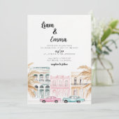 Elegante Cuba Havana bruiloft uitnodiging (Staand voorkant)