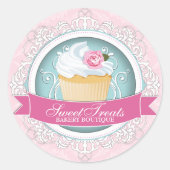 Elegante Cupcake Bakery Box Stickers (Voorkant)