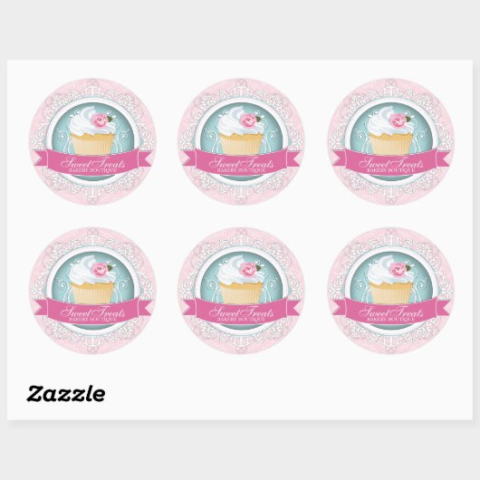 Elegante Cupcake Bakery Box Stickers (Vel)
