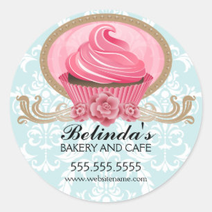 Elegante Cupcake Bakkerij Box Seal Ronde Sticker